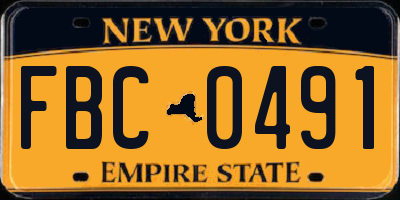 NY license plate FBC0491