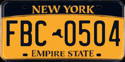 NY license plate FBC0504