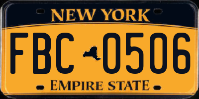 NY license plate FBC0506