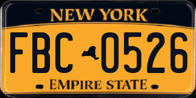 NY license plate FBC0526