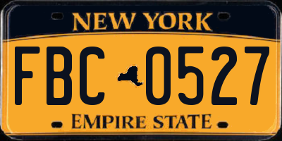 NY license plate FBC0527