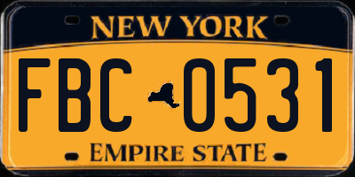 NY license plate FBC0531