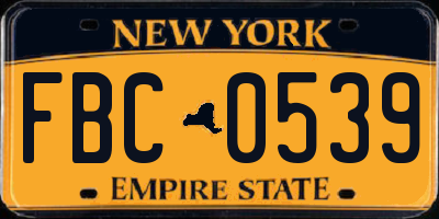 NY license plate FBC0539