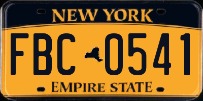 NY license plate FBC0541