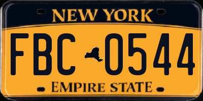 NY license plate FBC0544
