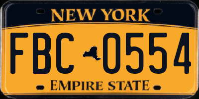 NY license plate FBC0554