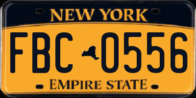 NY license plate FBC0556