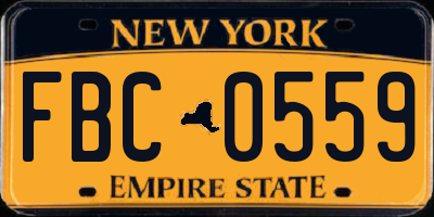 NY license plate FBC0559