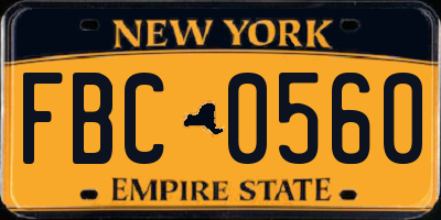 NY license plate FBC0560