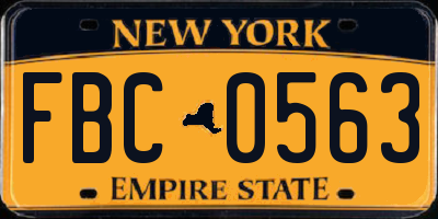 NY license plate FBC0563