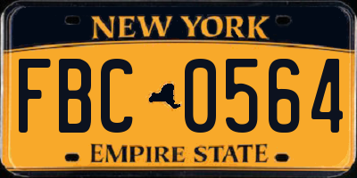 NY license plate FBC0564