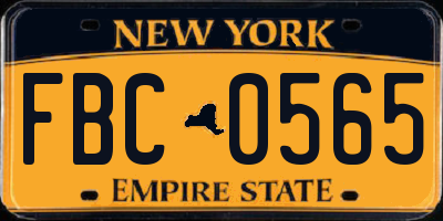 NY license plate FBC0565