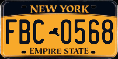 NY license plate FBC0568