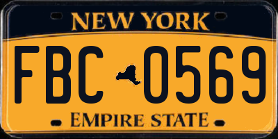 NY license plate FBC0569
