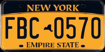 NY license plate FBC0570
