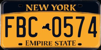 NY license plate FBC0574