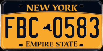 NY license plate FBC0583
