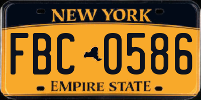 NY license plate FBC0586