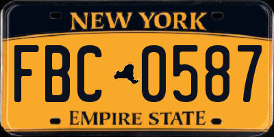 NY license plate FBC0587