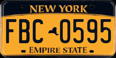 NY license plate FBC0595