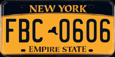 NY license plate FBC0606