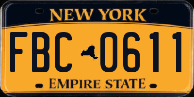 NY license plate FBC0611