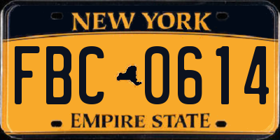 NY license plate FBC0614