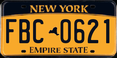 NY license plate FBC0621