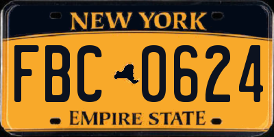 NY license plate FBC0624