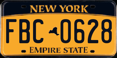 NY license plate FBC0628