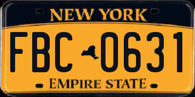 NY license plate FBC0631