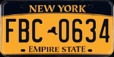 NY license plate FBC0634