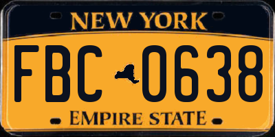 NY license plate FBC0638