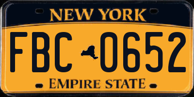 NY license plate FBC0652