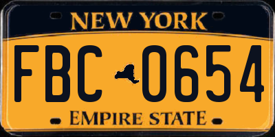 NY license plate FBC0654