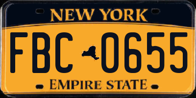 NY license plate FBC0655