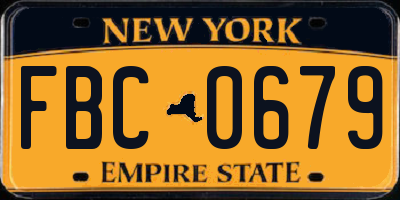 NY license plate FBC0679