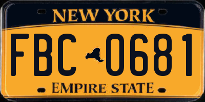 NY license plate FBC0681
