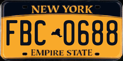 NY license plate FBC0688