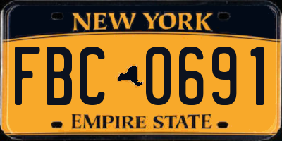 NY license plate FBC0691