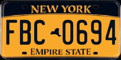 NY license plate FBC0694