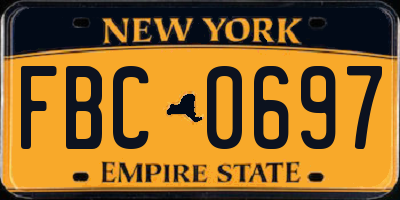 NY license plate FBC0697