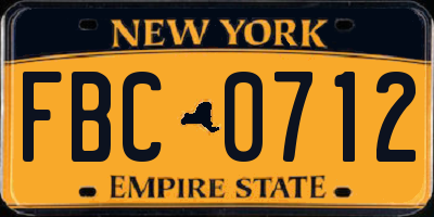 NY license plate FBC0712