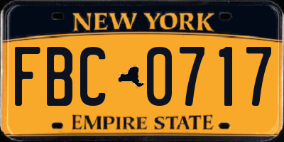 NY license plate FBC0717