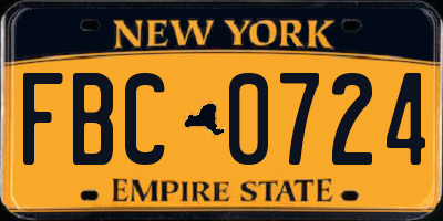 NY license plate FBC0724