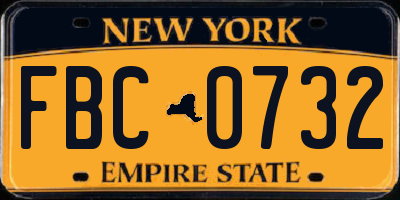 NY license plate FBC0732