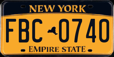 NY license plate FBC0740