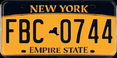 NY license plate FBC0744
