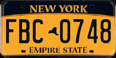 NY license plate FBC0748