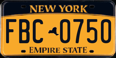NY license plate FBC0750
